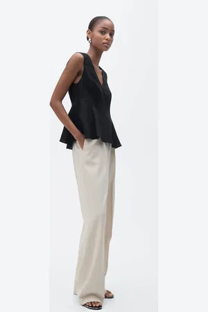 MANGO Peplum-Top aus Leinengemisch - Damen - M