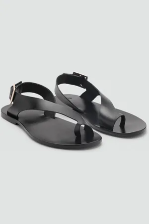 MANGO Ledersandale mit überkreuztem Riemen - Damen - 40