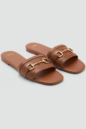 MANGO Ledersandale mit Schnalle - Damen - 42