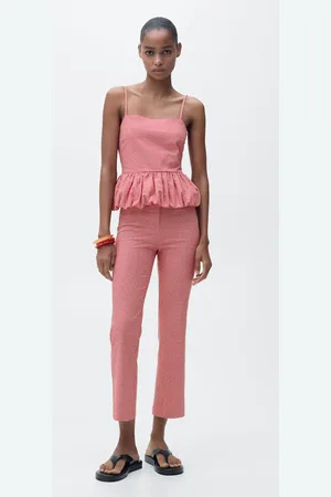 MANGO Volant-Top mit Vichy-Karomuster - Damen - XS