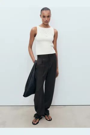 MANGO Besticktes Top mit Lochmusterdetails - Damen - M