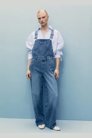 MANGO Gerade Jeans-Latzhose - Damen - L