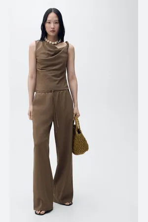 MANGO Gerade Hose mit Schleife - Damen - XL