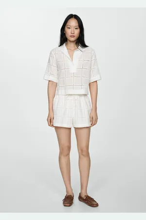 MANGO Bestickte Bluse mit Stehkragen - Damen - L