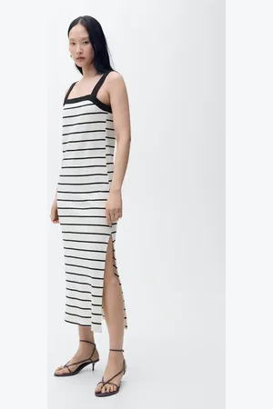 MANGO Gestreiftes Midi-Kleid - Damen - XXS