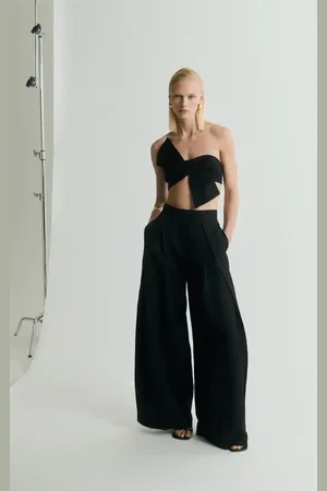 MANGO Wideleg-Bundfaltenhose - Damen - 40