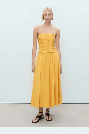 MANGO Langer Rock mit Raffdetails - Damen - 34