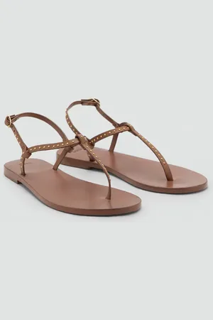 MANGO Ledersandale mit Mini-Nieten - Damen - 41