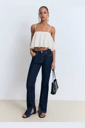MANGO Strick-Top mit Volant - Damen - XS