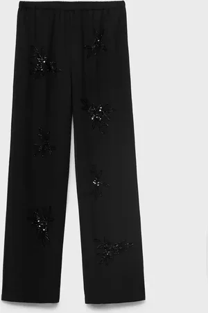 MANGO Bestickte Hose mit Strasssteinen - Damen - XS