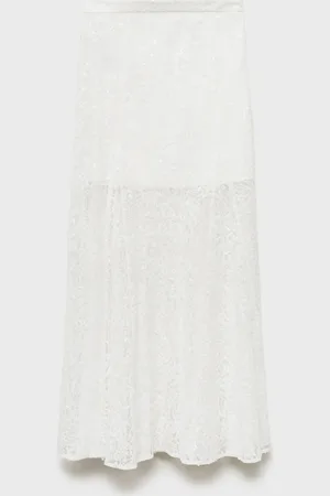 MANGO Langer Spitzenrock - Damen - S