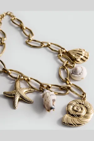 MANGO Kette mit Perlen- und Muschelverzierung - Damen - Einheitsgröße