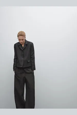 Massimo Dutti Kurzer Blazer Mit Ausgefranstem Saum