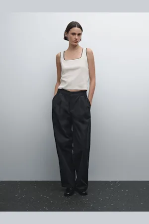 Massimo Dutti Shirt Aus Baumwolle Mit Kontrastierenden Rib-Ausschnitten