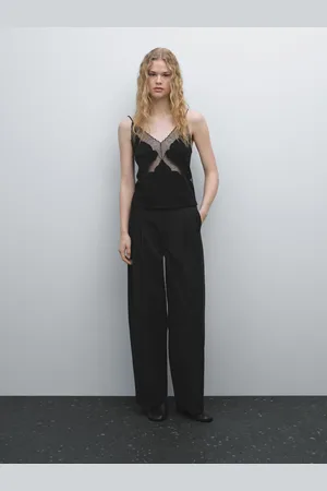 Massimo Dutti Top Mit Trägern Und Spitzen-Ausschnitt