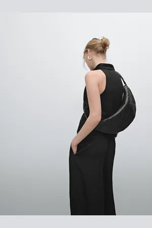 Massimo Dutti Top Mit Stehkragen Und Drapiertem Detail