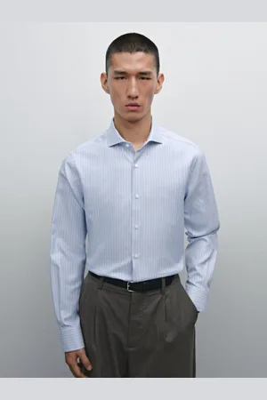 Massimo Dutti Gestreiftes Slim-Fit-Hemd Aus Reiner Baumwolle