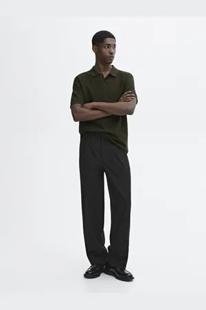 Massimo Dutti Poloshirt Aus Baumwolle Mit V-Ausschnitt Und Strukturmuster