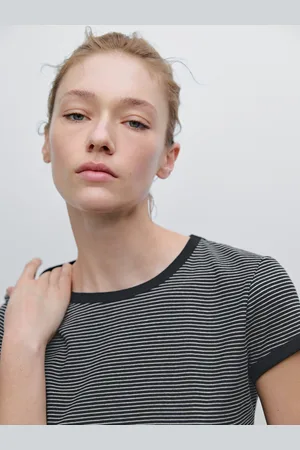 Massimo Dutti Gestreiftes Shirt Aus Baumwolle Mit Farblich Abgesetzten Rip-Bündchen