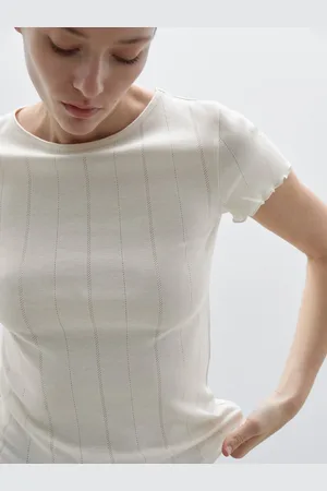 Massimo Dutti Shirt Aus Baumwolle Im Pointelle-Strick Mit Geripptem Wellenmuster