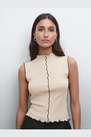 Massimo Dutti Top Mit Biesen Und Stehkragen