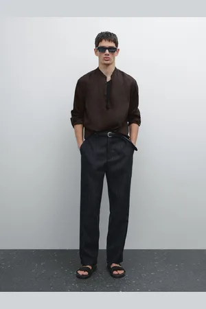 Massimo Dutti Hemd Aus 100 % Leinen Mit Mao-Kragen