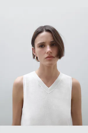 Massimo Dutti Top Aus Leinenmischgewebe Mit V-Ausschnitt