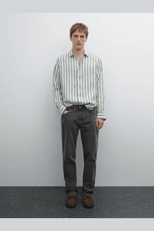Massimo Dutti Gestreiftes Hemd Aus Reinem Leinen Im Regular-Fit