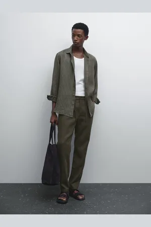 Massimo Dutti Gestreiftes Regular-Fit-Hemd Aus 100 % Leinen