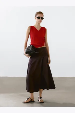 Massimo Dutti Top Aus Leinenmischgewebe Mit V-Ausschnitt