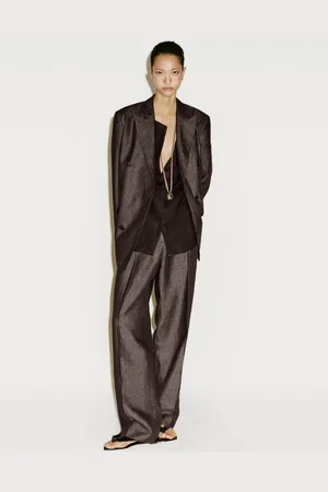 Massimo Dutti Melierte Bundfaltenhose Aus Leinen