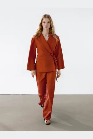 Massimo Dutti Fließender Kimono Mit Smokingkragen Und Leinenanteil