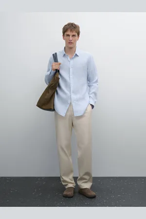 Massimo Dutti Gestreiftes Slim-Fit-Hemd Aus Reinem Leinen
