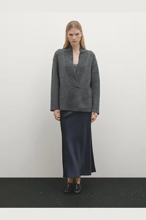 Massimo Dutti Pullover In Perlstrick Mit Weitem Ausschnitt