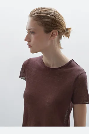 Massimo Dutti Shirt Aus 100 % Leinen Mit Volants Am Saum