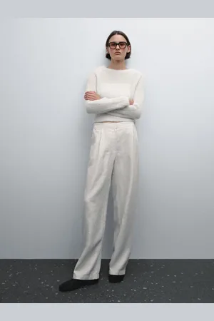 Massimo Dutti Wide-Leg-Hose Aus 100 % Leinen Mit Gummizug