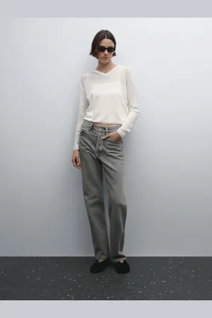 Massimo Dutti Straight-Fit-Jeans Mit Hohem Bund Aus Baumwollmischgewebe