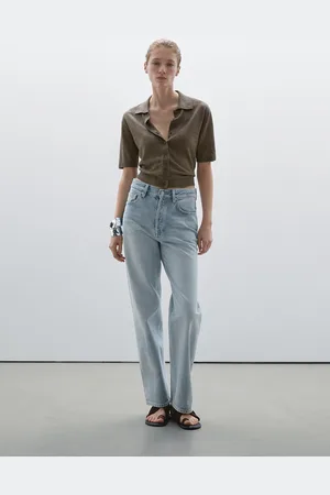 Massimo Dutti Straight-Fit-Jeans Mit Hohem Bund Aus Baumwollmischgewebe