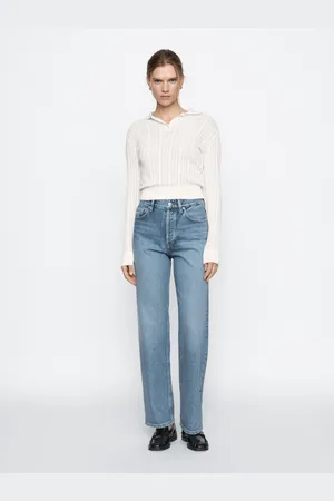 Massimo Dutti Straight-Fit-Jeans Mit Hohem Bund Aus Baumwollmischgewebe