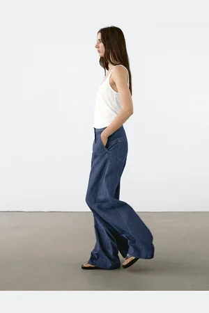Massimo Dutti Super-Wide-Leg-Jeans Mit Hohem Bund