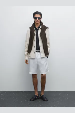 Massimo Dutti Halbhohe Jogger-Bermudashorts Aus Reinem Leinen