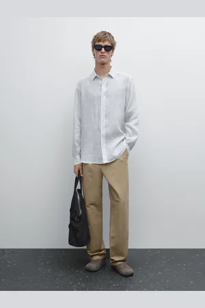 Massimo Dutti Gestreiftes Hemd Im Regular-Fit Aus Leinen
