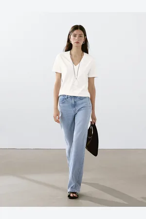 Massimo Dutti Shirt Aus Reiner Baumwolle Mit V-Ausschnitt