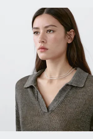 Massimo Dutti Strickpullover Mit Polokragen Aus 100 % Leinen