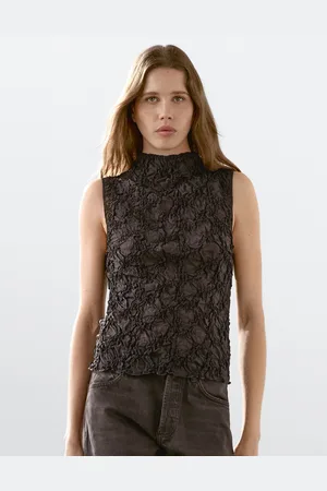 Massimo Dutti Top In Knitteroptik Mit Stehkragen