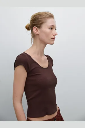 Massimo Dutti T-Shirt Aus Baumwolle Mit Spitze