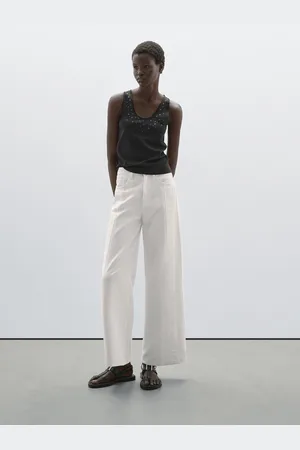 Massimo Dutti Wide-Leg-Jeans Mit Hohem Bund Und Schlitzen