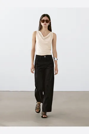 Massimo Dutti Wide-Leg-Jeans Mit Hohem Bund Und Schlitzen