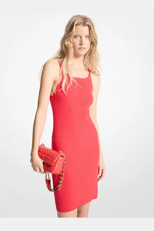 Kors Stretch Knit Zip-up Polo Dress