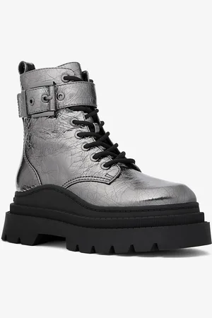 Michael Kors MK Schnürstiefel Colby Aus Leder In Metallic-Krakelee-Optik - - Michael Kors
